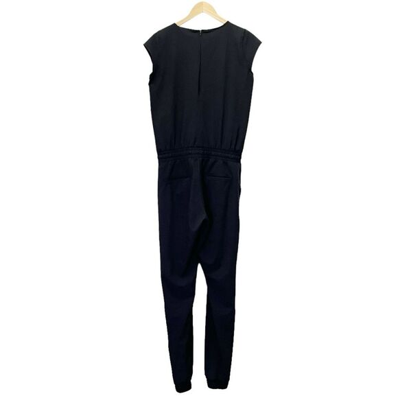 Albion Cap Sleeve Jumpsuit Black Elastic Waist One Piece Size Small Zip Ankle - Picture 3 of 15